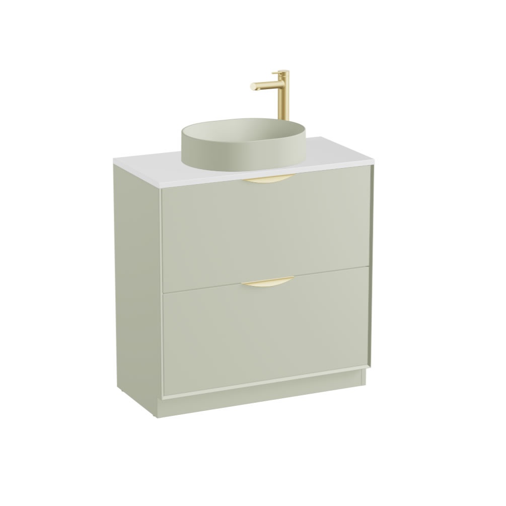 Vado Safari Smooth 800mm Sage Green Floorstanding Vanity Unit & Gloss White Worktop